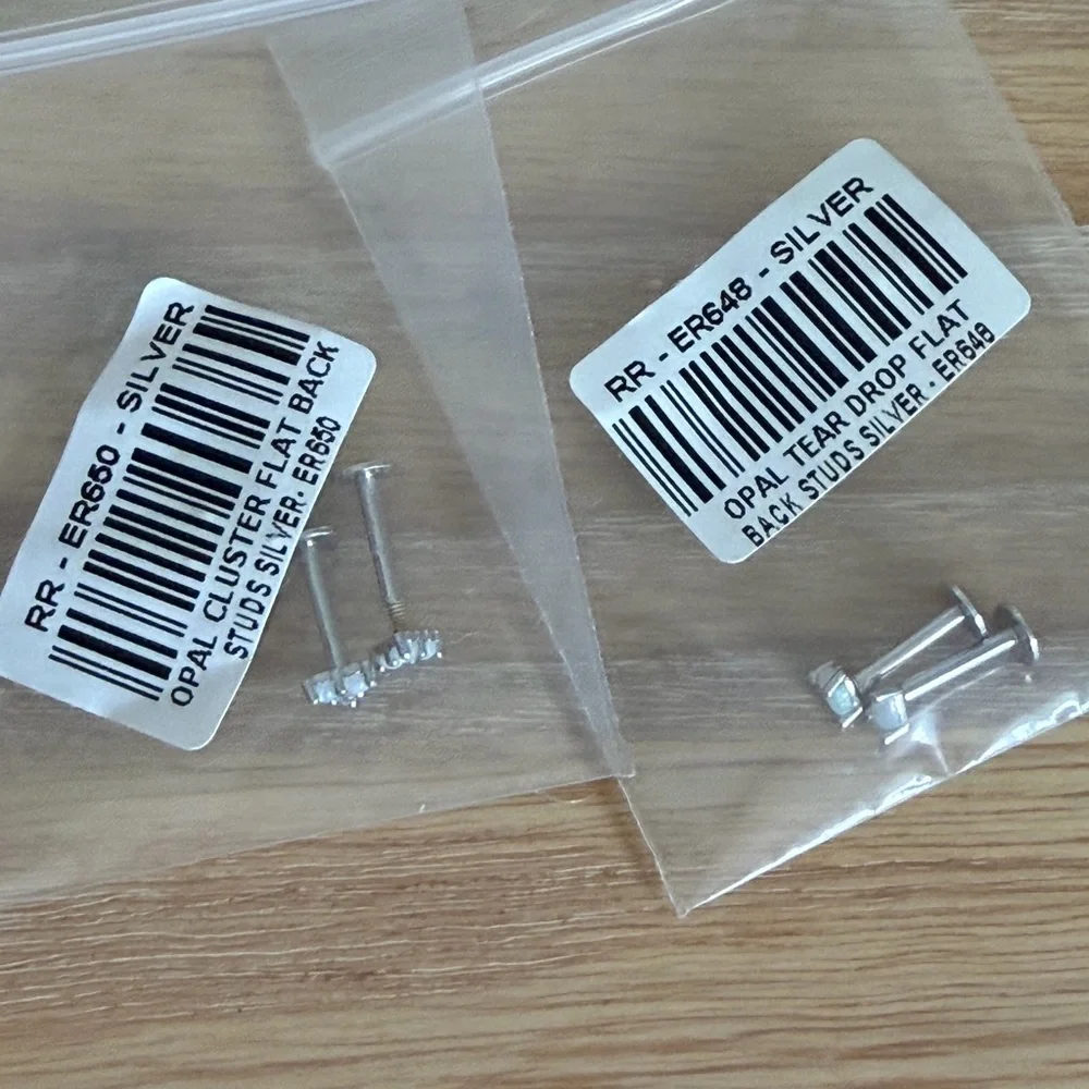 3 Pairs Silver Stud Flat Back Earrings by Caitlyn Minimalist - Picture 3 of 11